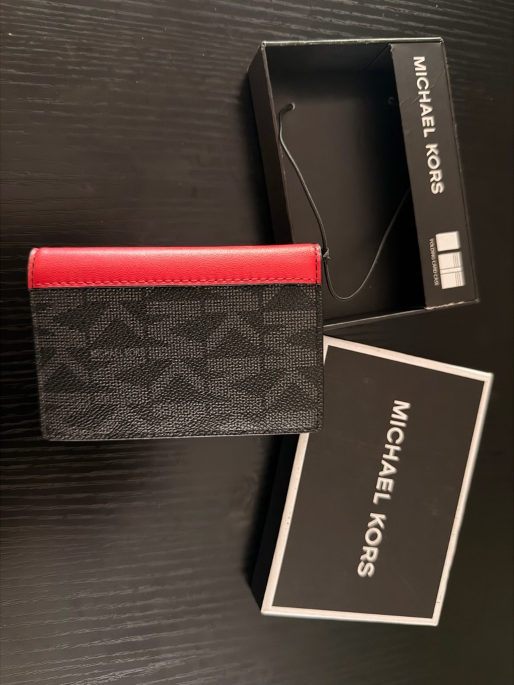 Michael Kors Red and Black Two-Tone Card Holder